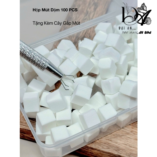 hộp mút dặm 100 pcs tặng kèm cây gắp nút 